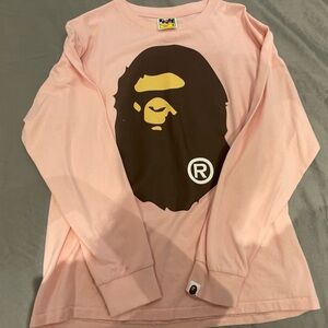 BAPE Pink Ape Head Long Sleeve Tee – Size M